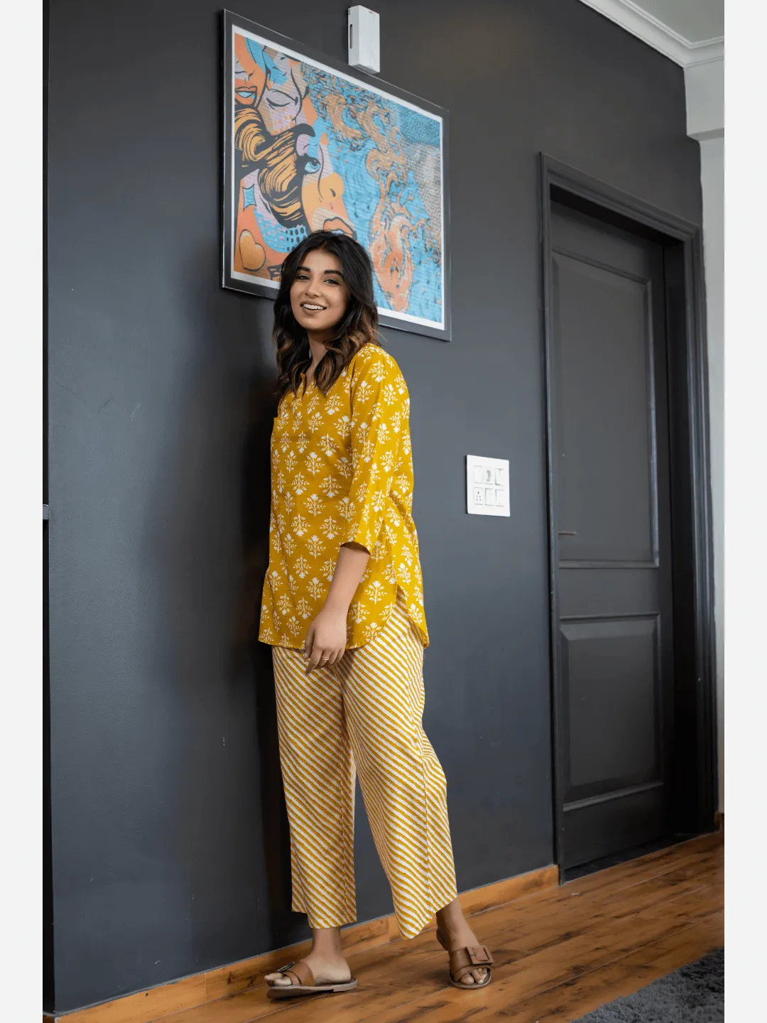 Yelow Lehriya Cotton Loungewear