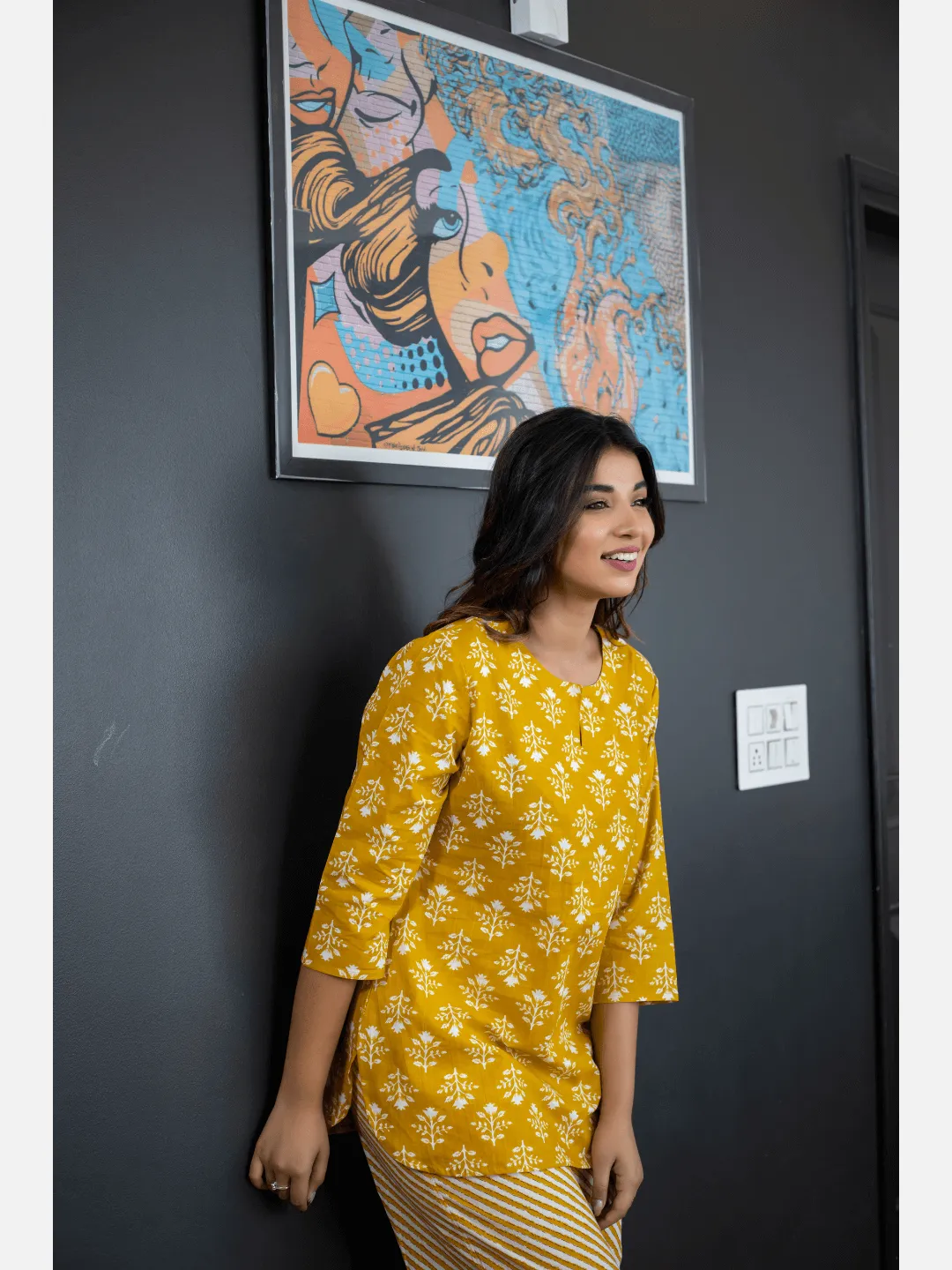 Yelow Lehriya Cotton Loungewear