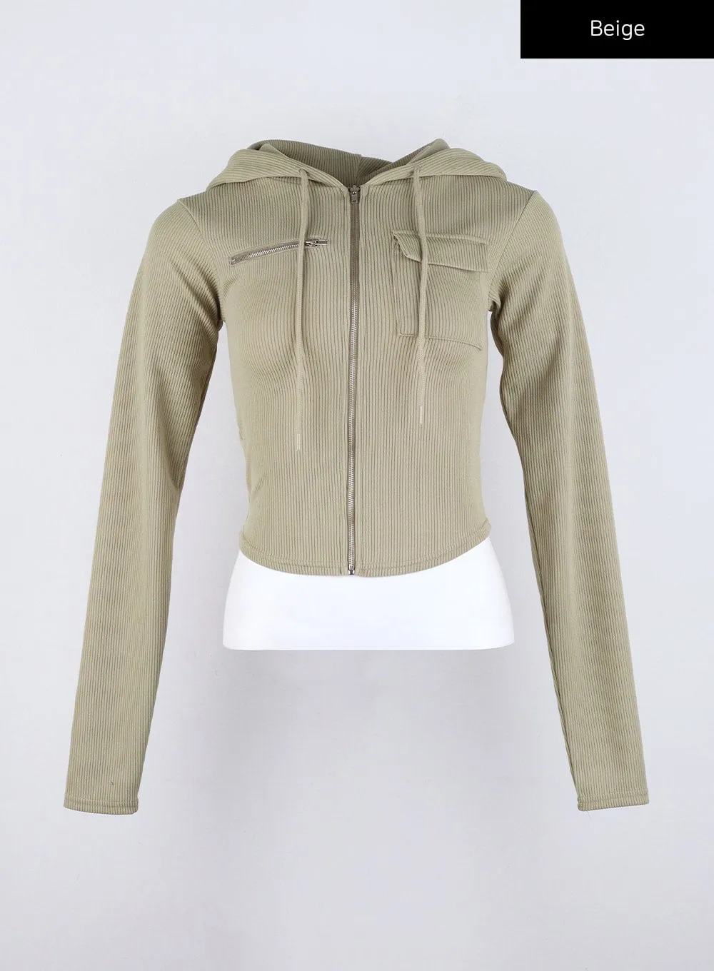 Zip-Up Pocket Crop Hoodie CO323